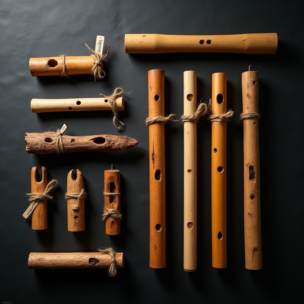 Colección de instrumentos artesanales terminados