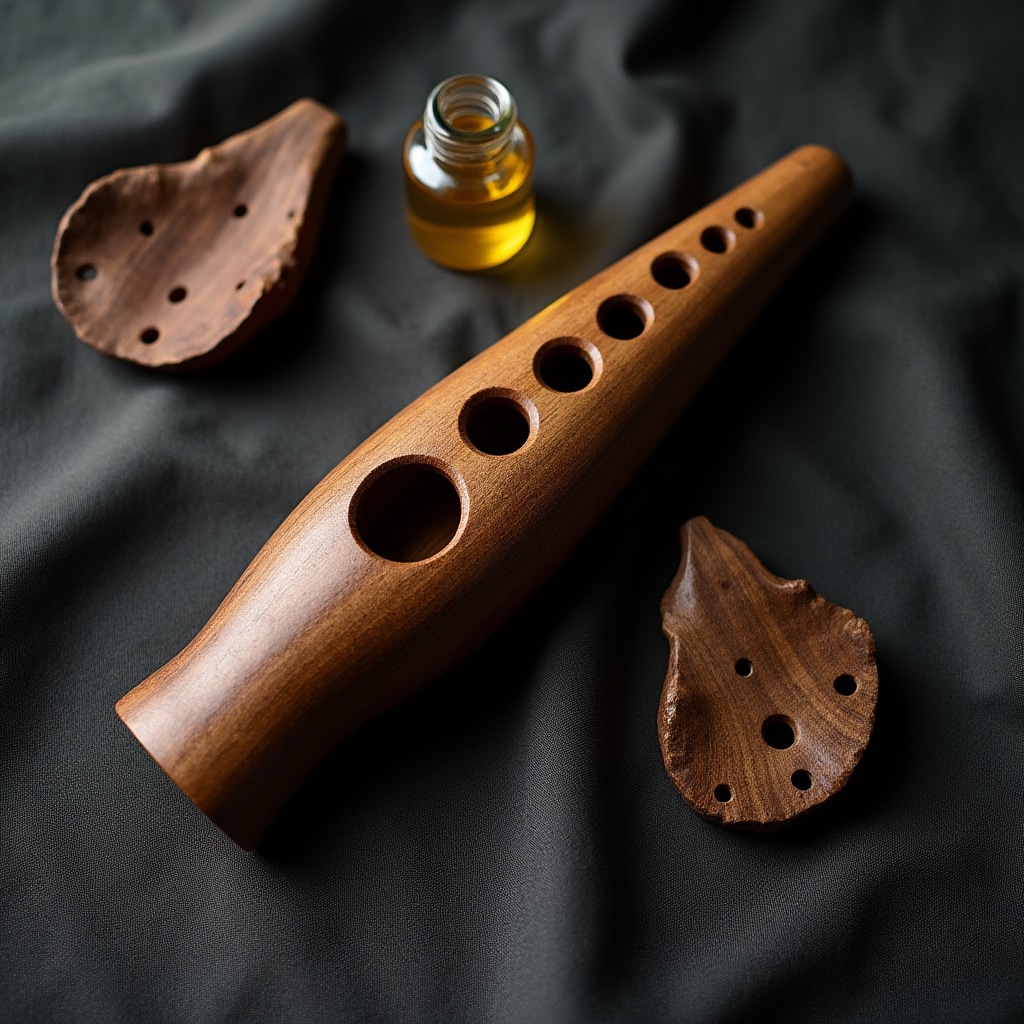 Ocarina de madera con acabado artesanal