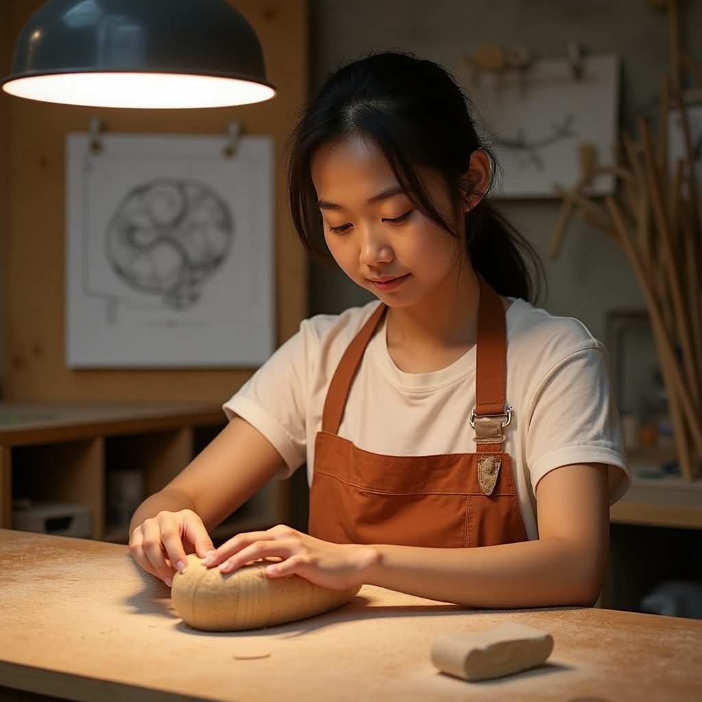 Participante construyendo una ocarina de madera
